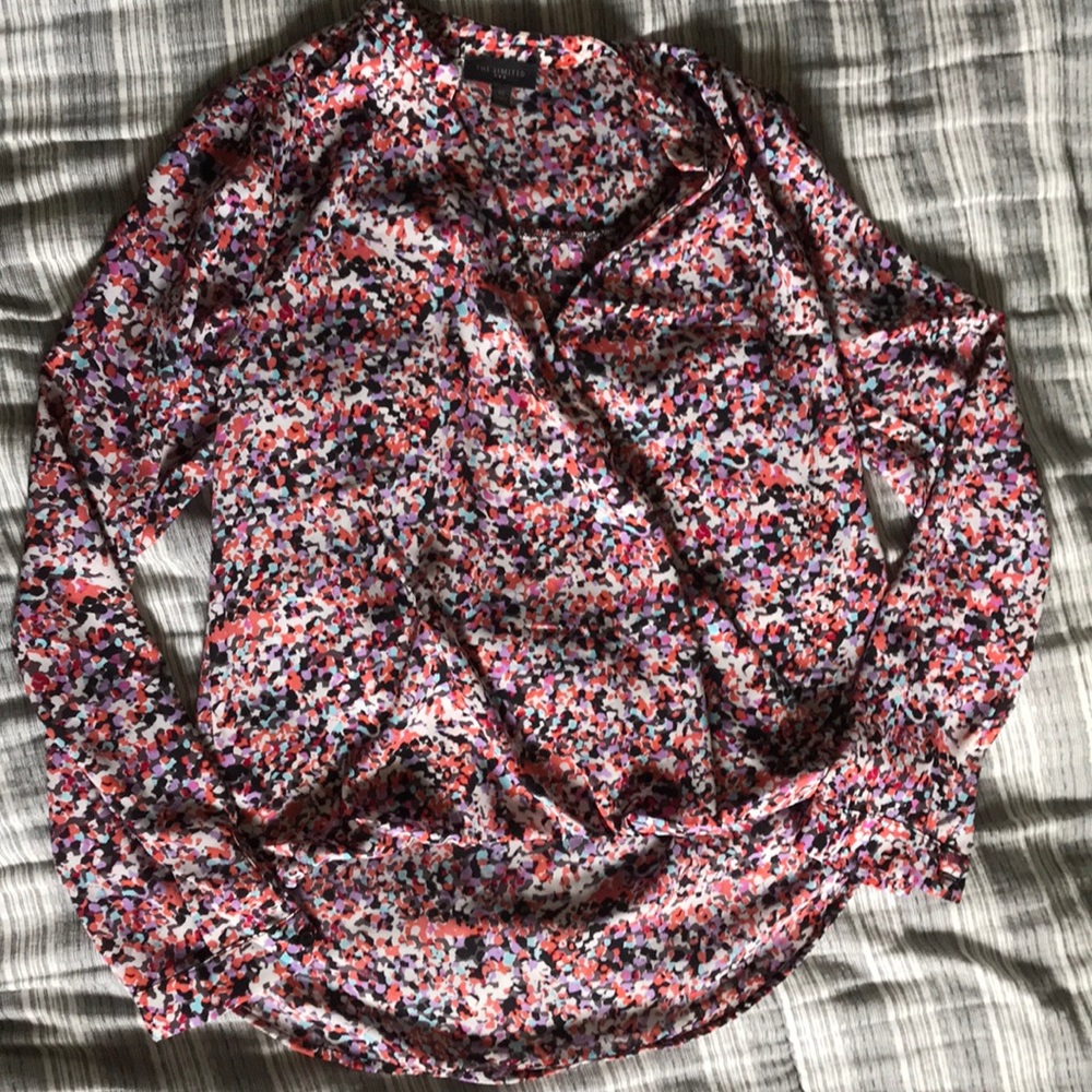 High low multi colored blouse